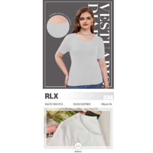 BLUSA BÁSICA TALLA EXTRA (BLANCO) / JERA-RLX / PAQUETE 10 PZAS: $31 C/PZA - PAQUETE 100 PZAS: $29 C/PZA