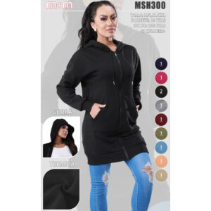 MOA-MSH300 / SUDADERA LARGA CON GORRA DE MUJER. Paquete 10pzs: $83 / 10 Paquetes: $78