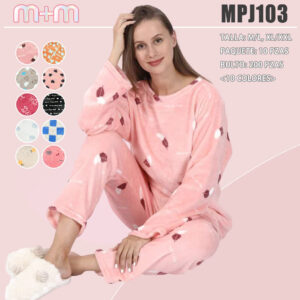 MOA-MPJ103 / PIJAMA POLAR DE MUJER. Paquete 10pzs: $69 / 10 Paquetes: $65