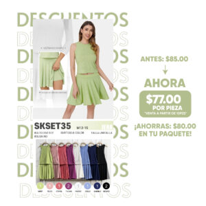 JERA-SKSET35 / VESTIDO DE DOS PIEZAS FRESCO Y FEMENINO. Paquete 10 pzs: $77 / 10 Paquetes: $73