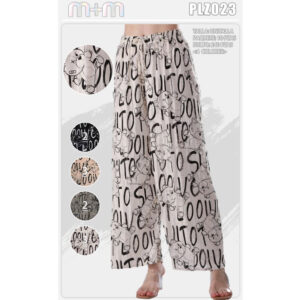MOA-PLZ023 / PANTALÓN ANCHO CON ESTAMPADO RASGADO. Paquete 10pzs: $71 / 10 Paquetes: $67