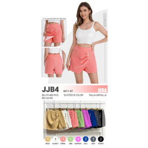 JERA-JJB4 / FALDA SHORT CON DETALLE AL COSTADO DE BOTONES. Paquete 10pzs: $57 / 10 Paquetes: $54