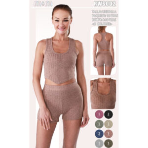 MOA-RWS002 / CONJUNTO 2 PIEZAS SHORT Y TOP PARA DAMA. Paquete 10pzs: $62 / 10 Paquetes: $58