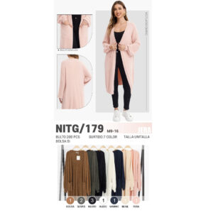 JERA-NITG179 / CARDIGAN LARGO. Paquete 10pzs: $173 / 10 Paquetes: $165