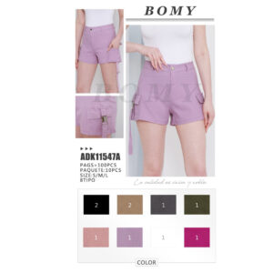 BOMY-ADK11547A / SHORT CON BOLSILLOS. Paquete 10pzs: $151 / 10 Paquetes: $143