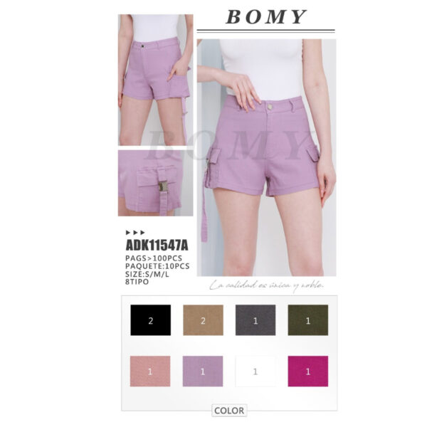 BOMY-ADK11547A / SHORT CON BOLSILLOS. Paquete 10pzs: $151 / 10 Paquetes: $143