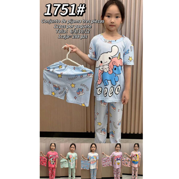 MOA-#1751 / PIJAMA ESTAMPADA PARA NIÑA. Paquete 10pzs: $77 / 10 Paquetes: $73