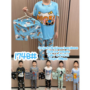 MOA-#1748 / PIJAMA ESTAMPADA DE NIÑO. Paquete 10pzs: $77 / 10 Paquetes: $73