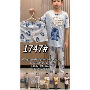 MOA-#1747 / PIJAMA ESTAMPADA DE NIÑO. Paquete 10pzs: $77 / 10 Paquetes: $73