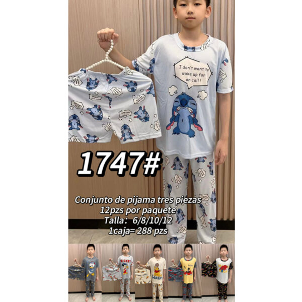 MOA-#1747 / PIJAMA ESTAMPADA DE NIÑO. Paquete 10pzs: $77 / 10 Paquetes: $73