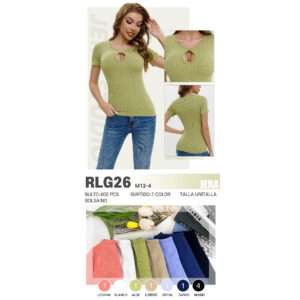 JERA-RLG26 / BLUSA BÁSICA DE DAMA CON ESCOTE. Paquete 10pzs: $31 / 10 Paquetes: $29