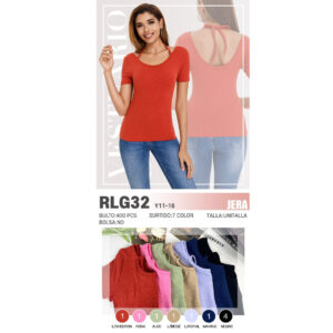 JERA-RLG32 / BLUSA BÁSICA CON TIRA EN EL CUELLO. Paquete 10pzs: $31 / 10 Paquetes: $29