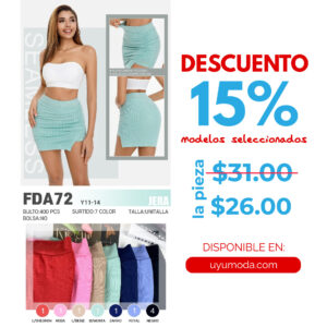 JERA-FDA72 / FALDA CORTA CON SHORT. Paquete 10pzs: $26 / 10 Paquetes: $25