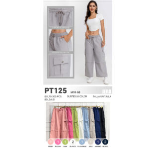 JERA-PT125 / PANTALON ANCHO CON CINTURA AJUSTABLE. Paquete 10pzs: $83 / 10 Paquetes: $78