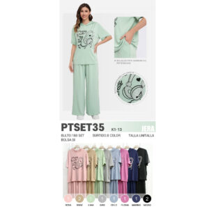 JERA-PTSET35 / CONJUNTO DE DAMA CON ESTAMPADO. Paquete 10pzs: $95 / 10 Paquetes: $89