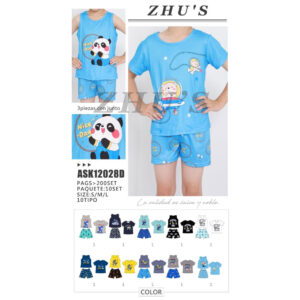 BOMY -ASK12028D / PIJAMA ESTAMPADA PARA NIÑO 3PZS. Paquete 10pzs: $45 / 10 Paquetes: $43
