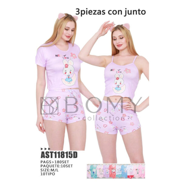 BOMY -AST11815D / PIJAMA SET DE 3PZS PARA DAMA. Paquete 10pzs: $50 / 10 Paquetes: $47