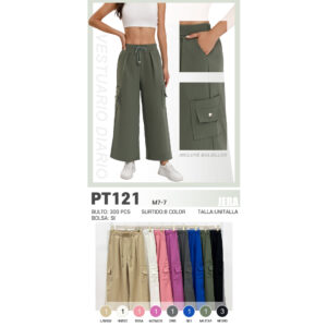 JERA-PT121 / PANTALÓN ANCHO CON BOLSILLOS. Paquete 10pzs: $89 / 10 Paquetes: $84