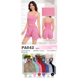 JERA-PAR43 / CONJUNTO DE TOP Y SHORT CON TEJIDO CÓMODO. Paquete 10pzs: $55 / 10 Paquetes: $52