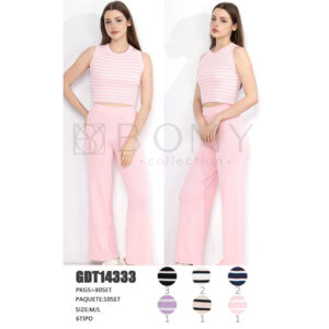 BOMY-GDT14333 / CONJUNTO DE PANTALÓN Y BLUSITA DE RAYAS. Paquete 10pzs: $169 / 10 Paquetes: $159