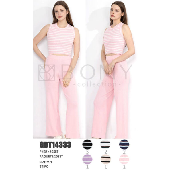 BOMY-GDT14333 / CONJUNTO DE PANTALÓN Y BLUSITA DE RAYAS. Paquete 10pzs: $169 / 10 Paquetes: $159