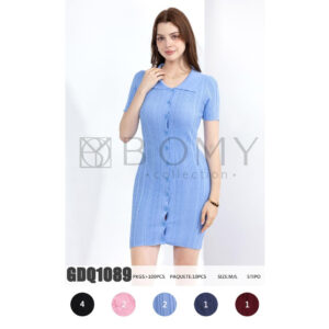 BOMY-GDQ1089 / VESTIDO BÁSICO DE BOTONES Y MANGA CORTA. Paquete 10pzs: $110 / 10 Paquetes: $104