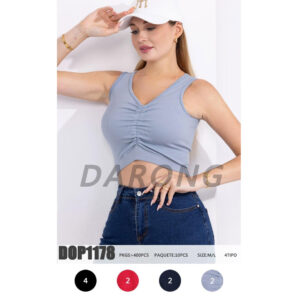 BOMY-DOP1178 / TOP DE TIRANTES CON DETALLE EN EL PECHO. Paquete 10pzs: $35 / 10 Paquetes: $33