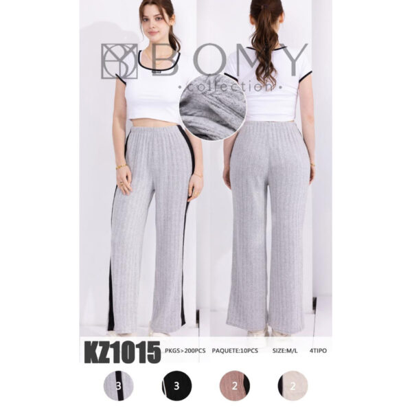 BOMY-KZ1015 / PANTALÓN ANCHO CON LINEA NEGRA EN EL COSTADO. Paquete 10pzs: $75 / 10 Paquetes: $70