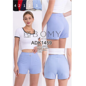 BOMY-ADK1459 / SHORT BÁSICO CON DETALLE EN LA CINTURA. Paquete 10pzs: $62 / 10 Paquetes: $58
