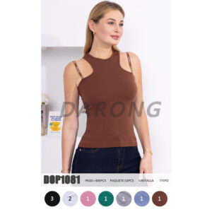 BOMY-DOP1081 / BLUSA BÁSICA CON DOBLE TIRANTE. Paquete 10pzs: $26 / 10 Paquetes: $25