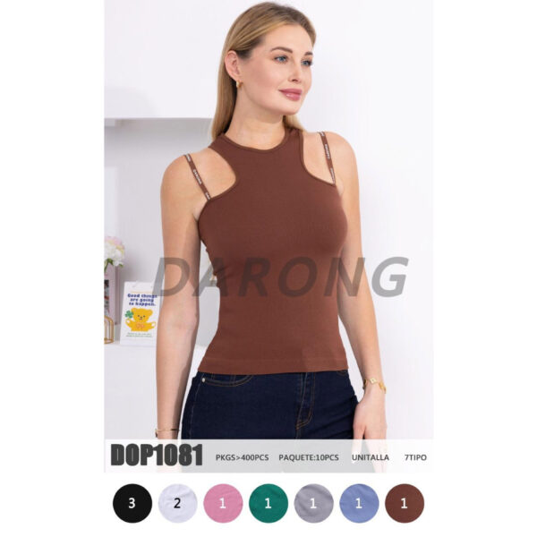 BOMY-DOP1081 / BLUSA BÁSICA CON DOBLE TIRANTE. Paquete 10pzs: $26 / 10 Paquetes: $25