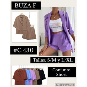 BUZA.F-#C 430 / CONJUNTO CON SHORT PARA DAMA. Paquete 10pzs: $212 / 10 Paquetes: $200