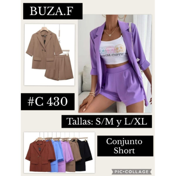 BUZA.F-#C 430 / CONJUNTO CON SHORT PARA DAMA. Paquete 10pzs: $212 / 10 Paquetes: $200