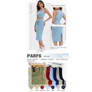 JERA-PARF6 / CONJUNTO DE TOP-FALDA PARA DAMA. Paquete 10pzs: $57 / 10 Paquetes: $54