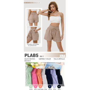 JERA-PLAB5 / SHORT LIGERO CON TALLE ALTO. Paquete 10pzs: $35 / 10 Paquetes: $33