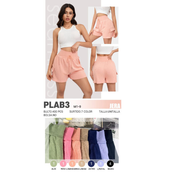 JERA-PLAB3 / SHORT LIGERO CON TALLE ALTO. Paquete 10pzs: $35 / 10 Paquetes: $33