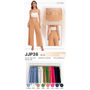 JERA-JJP26 / PANTALÓN TIPO VESTIR CON ADORNOS METÁLICOS. Paquete 10pzs: $77 / 10 Paquetes: $73
