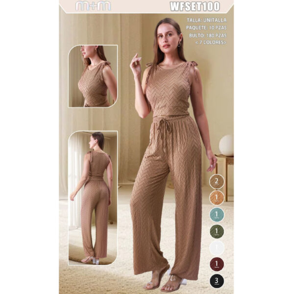 MOA-WFSET100 / CONJUNTO DE DAMA CON TEJIDO CÓMODO. Paquete 10pzs: $97 / 10 Paquetes: $92