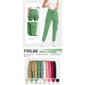 JERA-TWL66 / PANTALÓN TIPO JOGGER PARA DAMA. Paquete 10pzs: $95 / 10 Paquetes: $89