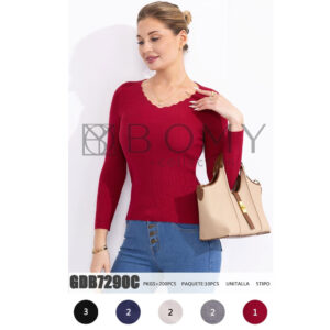 BOMY-GDB7290C / BLUSA BÁSICA PARA DAMA. Paquete 10pzs: $64 / 10 Paquetes: $60