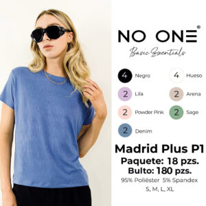 NO-ONE-MADRID PLUS P1 / BLUSA BÁSICA PARA DAMA. Paquete 10pzs: $39 / 10 Paquetes: $37