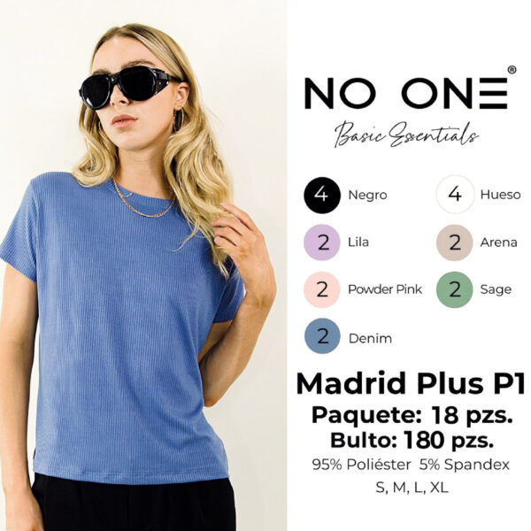 NO-ONE-MADRID PLUS P1 / BLUSA BÁSICA PARA DAMA. Paquete 10pzs: $39 / 10 Paquetes: $37