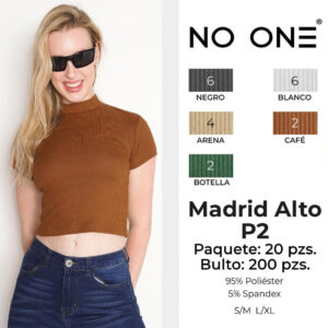NO-ONE-MADRID ALTO P2 / BLUSA BÁSICA PARA DAMA CUELLO ALTO. Paquete 10pzs: $32 / 10 Paquetes: $30