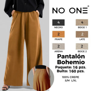NO-ONE-PANTALON BOHEMIO / PANTALÓN ANCHO PARA DAMA. Paquete 10pzs: $93 / 10 Paquetes: $88