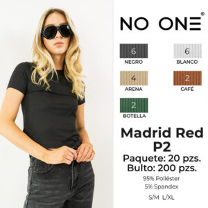 NO-ONE-MADRID RED P2 / BLUSA BÁSICA PARA DAMA CUELLO REDONDO. Paquete 10pzs: $32 / 10 Paquetes: $30