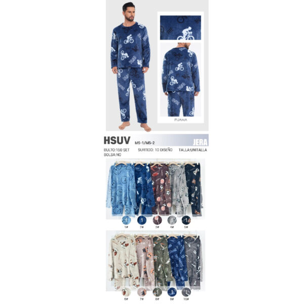 PIJAMA POLAR PARA HOMBRE / JERA-HSUV / PAQUETE 10 PZAS: $106 C/PZA - PAQUETE 100 PZAS: $100 C/PZA