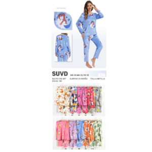 PIJAMA POLAR PARA DAMA / JERA-SUVD / PAQUETE 10 PZAS: $63 C/PZA - PAQUETE 100 PZAS: $59 C/PZA