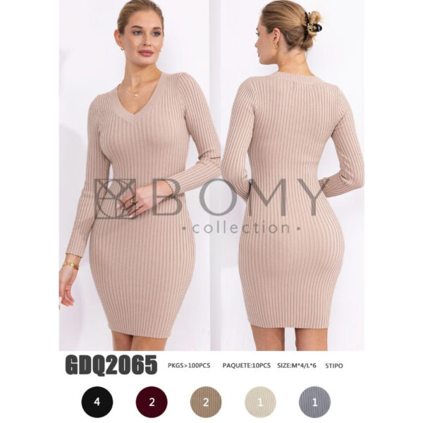 VESTIDO DE MANGA LARGA / BOMY -GDQ2065 / PAQUETE 10 PZAS: $102 C/PZA - PAQUETE 100 PZAS: $96 C/PZA