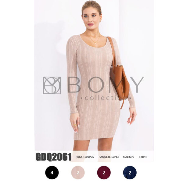 VESTIDO CON TEXTURA / BOMY -GDQ2061 / PAQUETE 10 PZAS: $105 C/PZA - PAQUETE 100 PZAS: $99 C/PZA