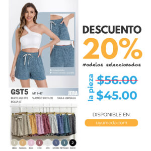 SHORT CASUAL / JERA-GST5 / PAQUETE 10 PZAS: $45 C/PZA - PAQUETE 100 PZAS: $43 C/PZA